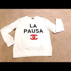 Stylish white sarcasm thick cotton sweat shirt top M